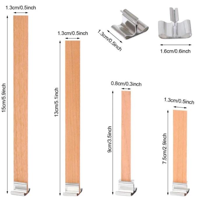 Multi Size Wood Candle Wicks With Iron Stand Diy Natural Candle Cores For Birthday Party Valentine's Day Candles Accessorie