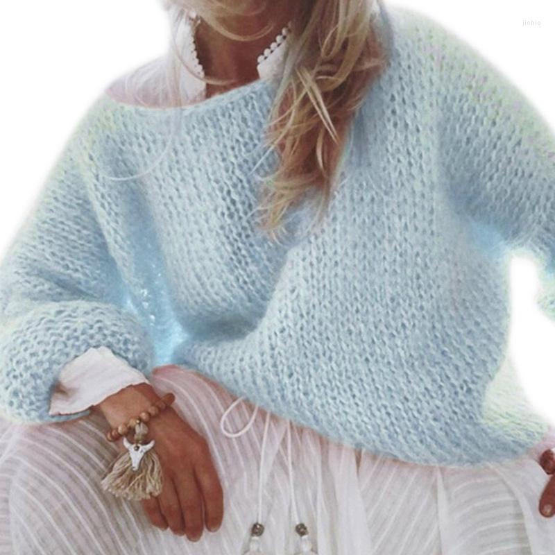 Womens Sweaters Women Lantern Long Sleeve Sweater Fuzzy Chunky Knit Loose Pullover Tops