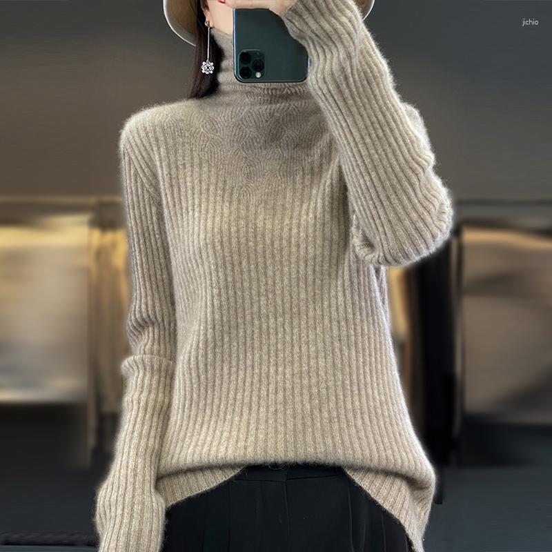 Womens Sweaters Pullover Autumn/Winter Wool Sweater Casual Turtleneck Knit Thick Hollow Tops Ladies Clothes Fashion Slim Blouse