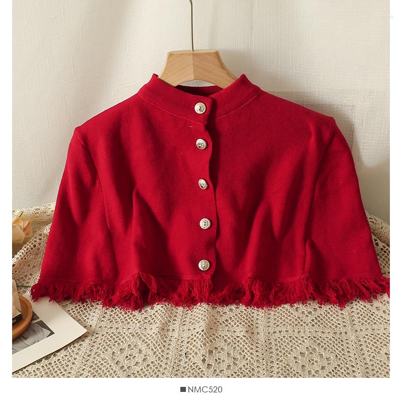 Womens Sweaters Pullover Cape Two Piece Set V-Neck Knit Sweater Short Loose Tassel Shawl 2023 Autumn And Winter Gentle Elegant