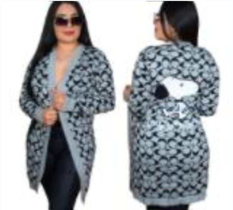 MONG Designer Women's sweaters women jacket cashmere cardigan mid-length knitted V-neck loose cartoon sweater thick ladies trench coaches Outerwear