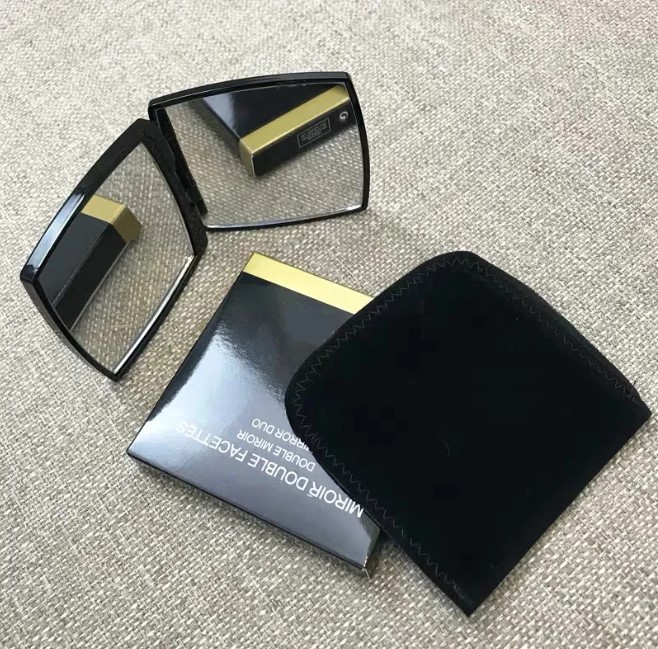 Fashion C Women black velvet set Cosmetic mirror Portable makeup mirrors folding two-sided dual-use lens with gift box for ladies favorite vogue items vip gift