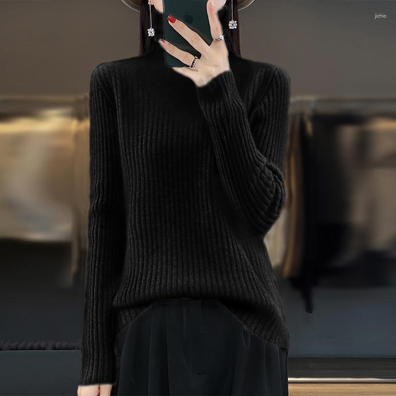 Womens Sweaters Pullover Autumn/Winter Wool Sweater Casual Turtleneck Knit Thick Hollow Tops Ladies Clothes Fashion Slim Blouse