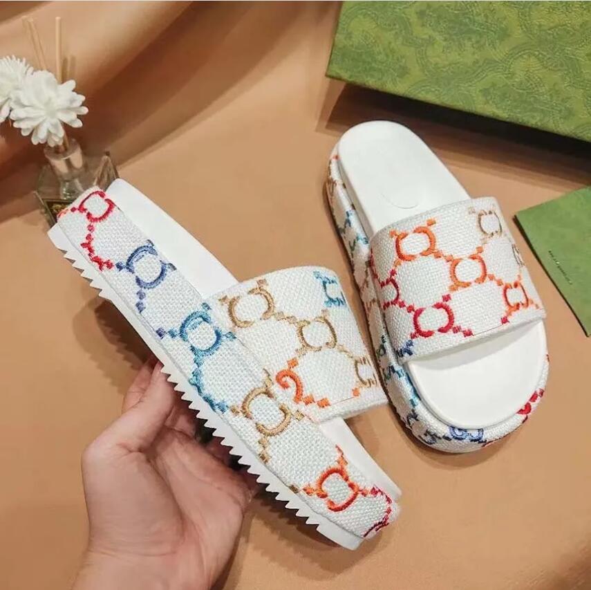 2023 platform slide sandal Men Women Sandals Interlocking Designer Slides with Box Dust Bag Shoes tiger snake print Slide Summer Wide Flat Slipper