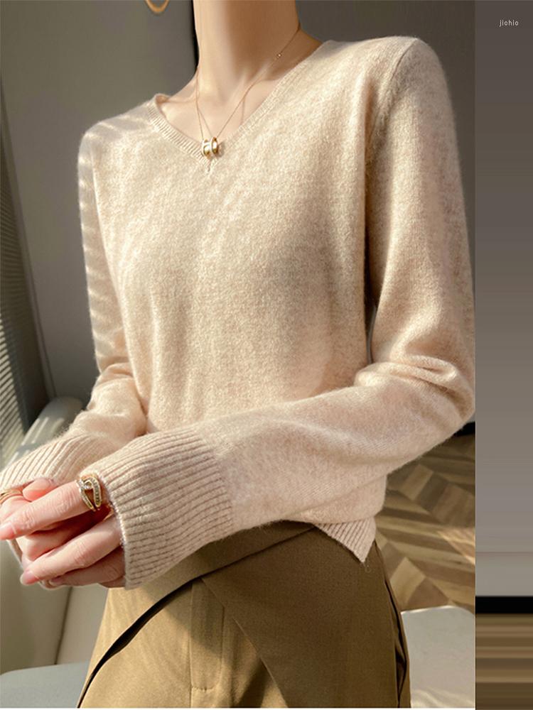 Womens Sweaters BOBOKATEER Knitwear Top Femme V Neck Knitted Pullover Truien Dames Long Sleeve Solid Casual Sweater Woman Sweter Damski
