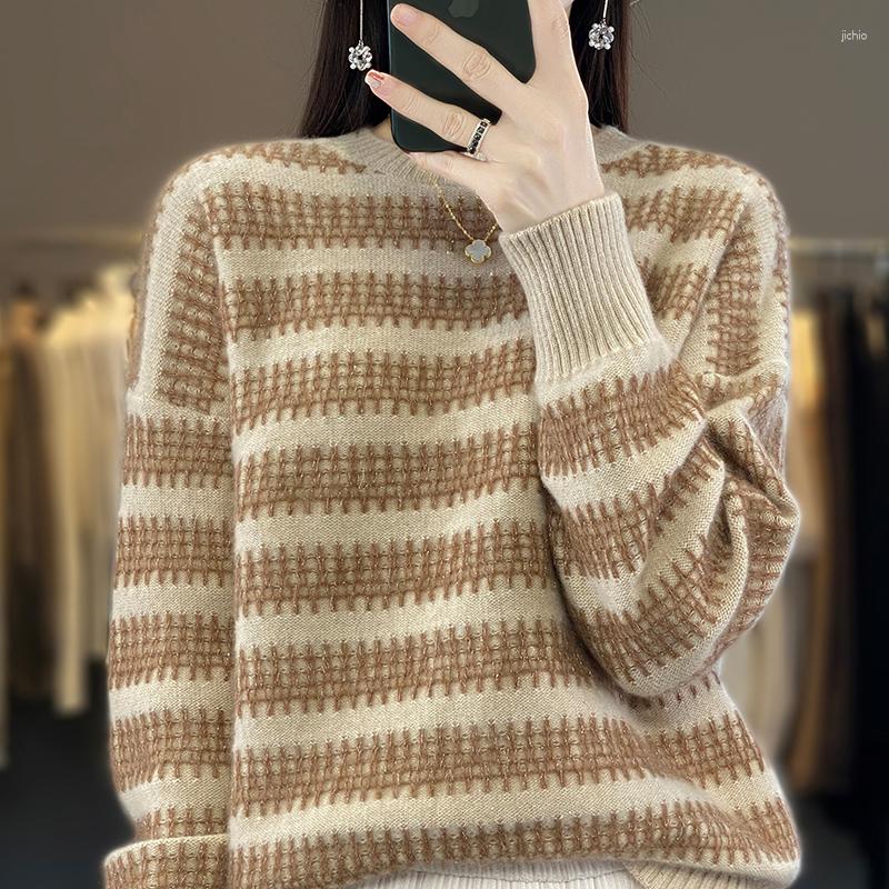 Womens Sweaters Cashmere Wool Sweater 2024 Autumn/Winter Round Neck Pullover Korean Fashion Loose Top Soft Comfortable