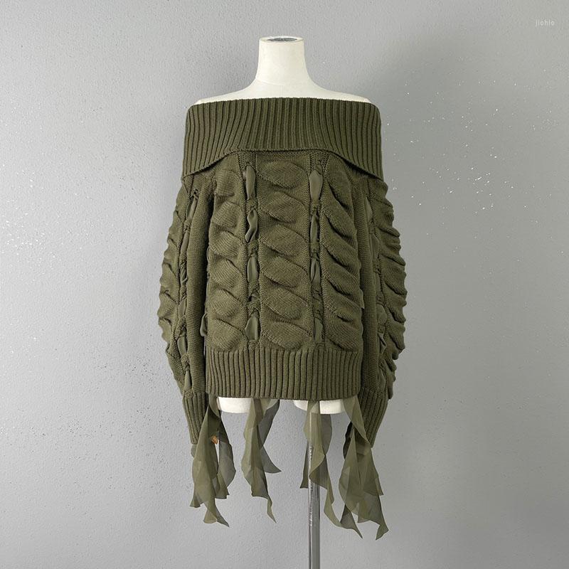 Womens Sweaters Y2k Spring And Autumn Webbing Twist Weave Fringe Wool Knit Long Sleeve Sweater2023 Fashion Versatile Loose Pullover