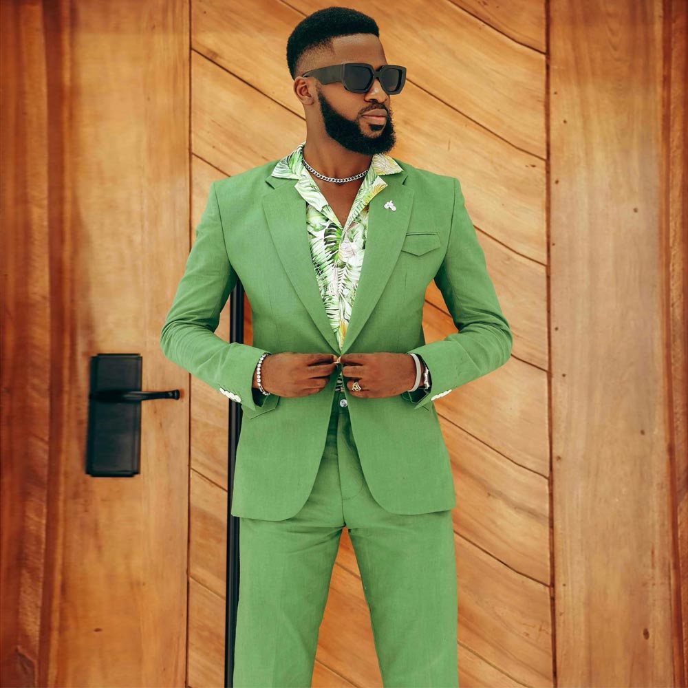 Green Wedding Tuxedos Slim Fit Mens Suits 2 Pieces Sets Notched Peaked Blazers One Button Formal Suit With Jacket And Pants