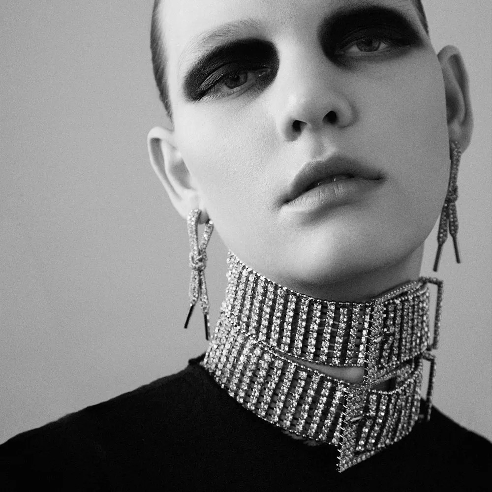 Chokers Fashion Belt Buckle Short Choker Necklace Thick Collar Crystal Statement Rhinestone Chunky Necklace Chain for Women Jewelry Gift 231007