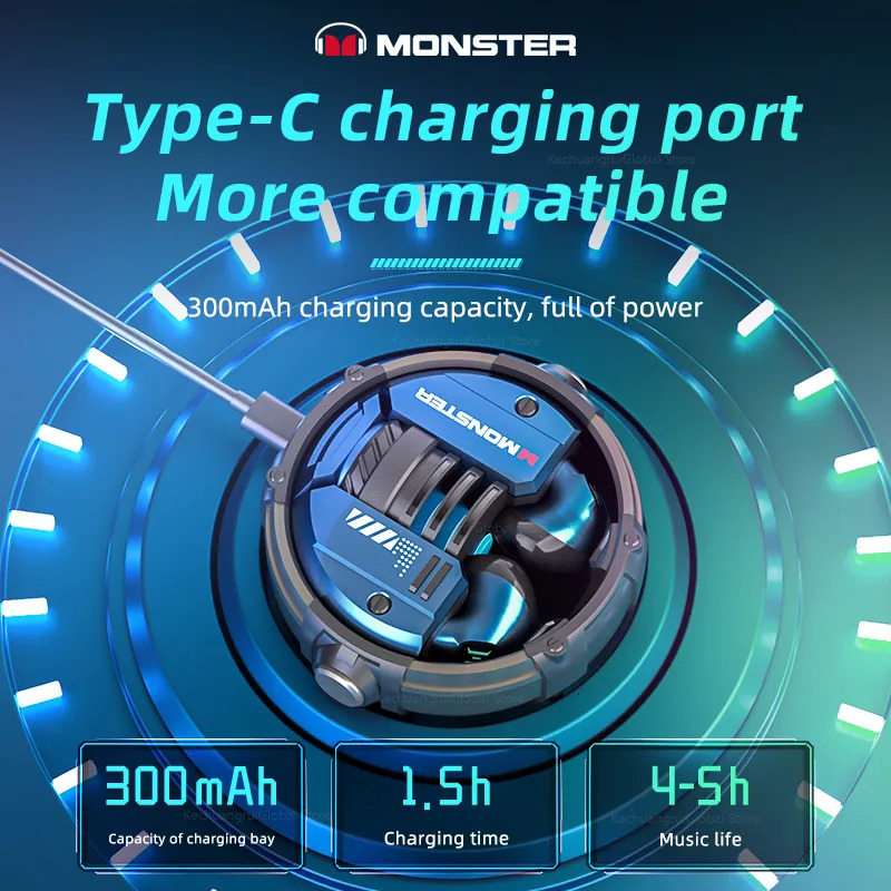 Headsets Monster XKT10 Bluetooth Earphones Wireless Headphones Gamer Headset Waterproof TWS Noise Reduction With Microphone Sports Earbud 231007