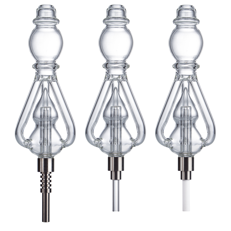 NC060 Hookah Nectar Collector Smoking Pipes 510 Quartz Ceramic Titanium Nail Triple Recycle Perc Bubbler Concentrate Glass Water Bongs Smooth Airflow