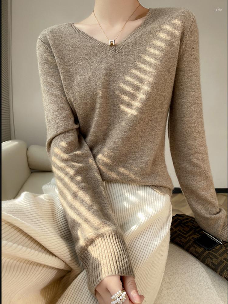 Womens Sweaters BOBOKATEER Knitwear Top Femme V Neck Knitted Pullover Truien Dames Long Sleeve Solid Casual Sweater Woman Sweter Damski