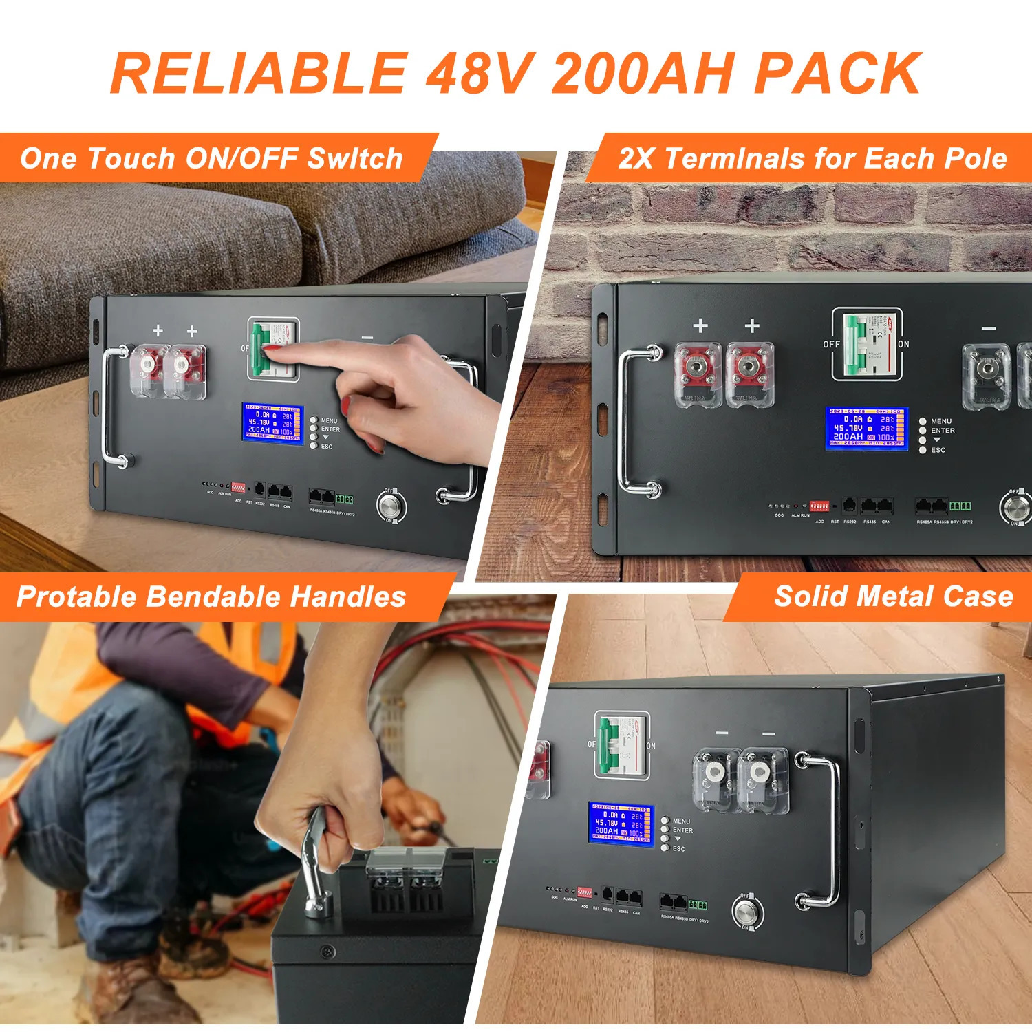 Mixer LiFePO4 48V 200Ah Battery Pack 51 2V 100Ah 120Ah 50Ah Lithium 6000 Cycles for Home RV Solar Off Grid NO Tax 231007