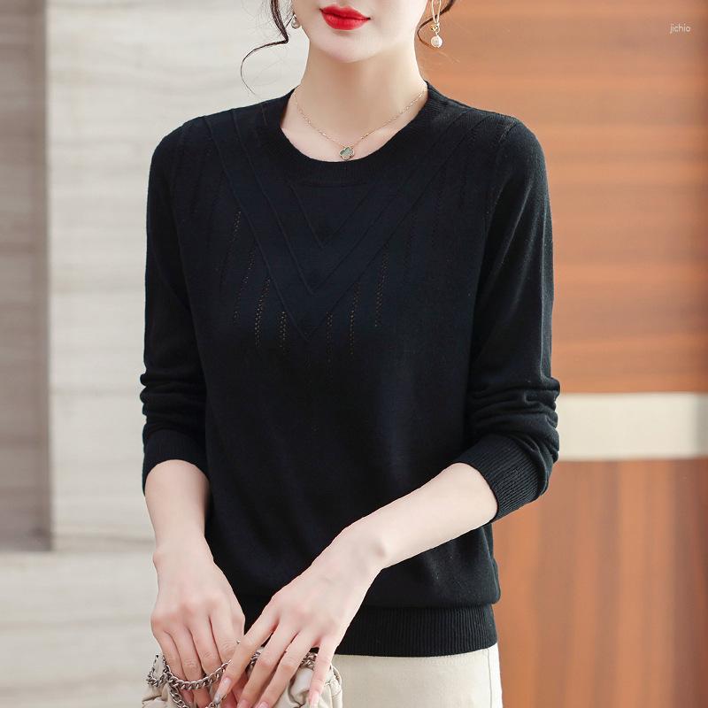 Womens Sweaters Middle Aged Mother Pullovers Tops Spring Autumn Winter Knitwears Bottom Shirt Loose Women Large Size Long Sleeve Sweater