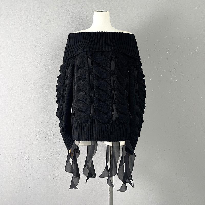 Womens Sweaters Y2k Spring And Autumn Webbing Twist Weave Fringe Wool Knit Long Sleeve Sweater2023 Fashion Versatile Loose Pullover