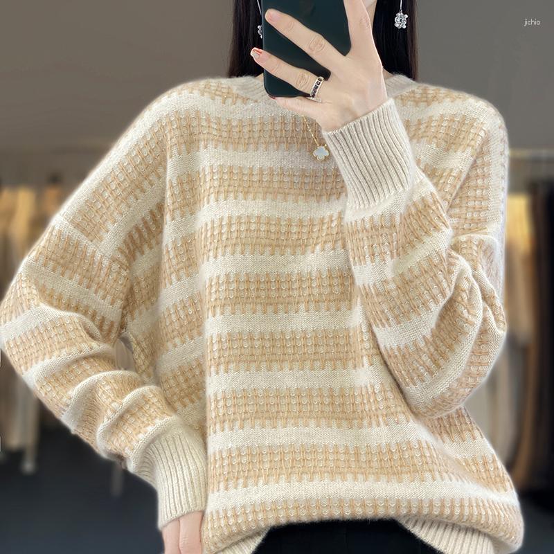 Womens Sweaters Cashmere Wool Sweater 2024 Autumn/Winter Round Neck Pullover Korean Fashion Loose Top Soft Comfortable