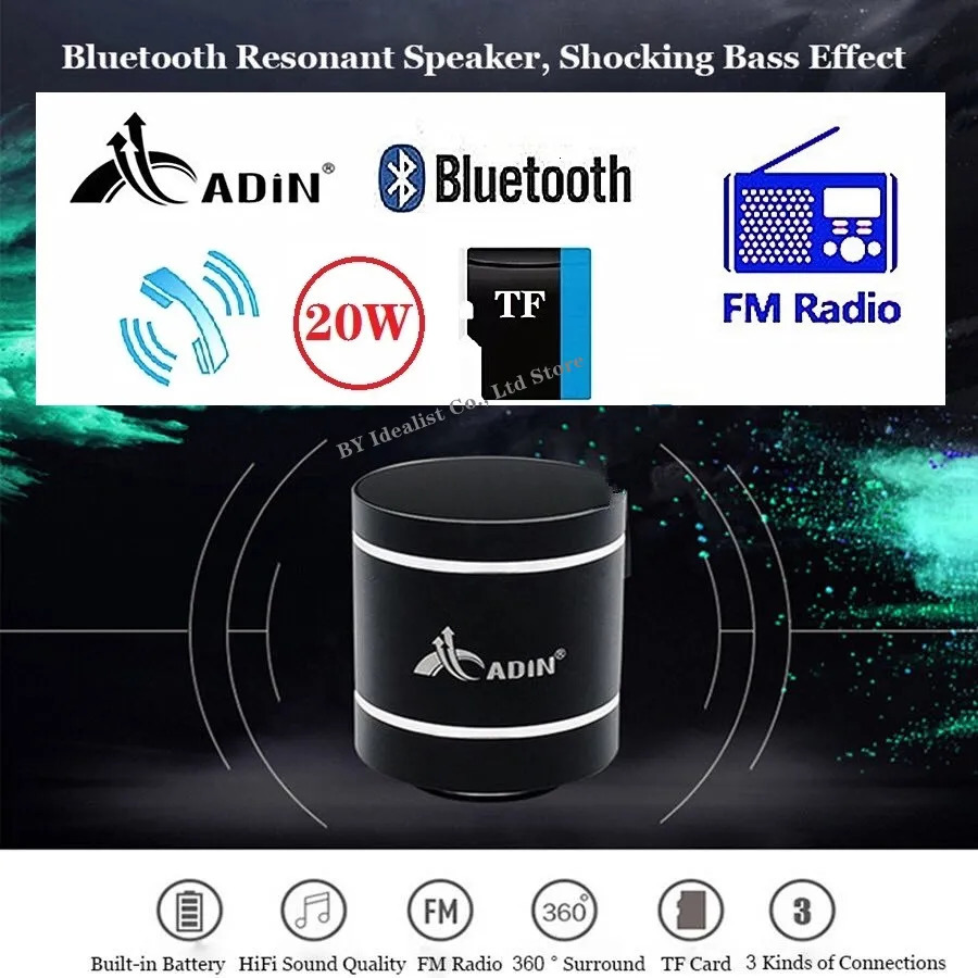 Portable S ers Adin Bluetooth Vibration With Fm Radio Remote Control Vibro S er Wireless Subwoofer Bass For Phone 231007