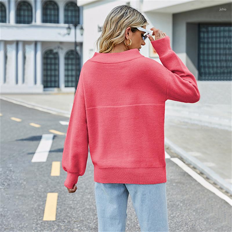Womens Sweaters Fall/winter 2024 European And American One-shoulder Solid Color Sweater Loose Oversized Women