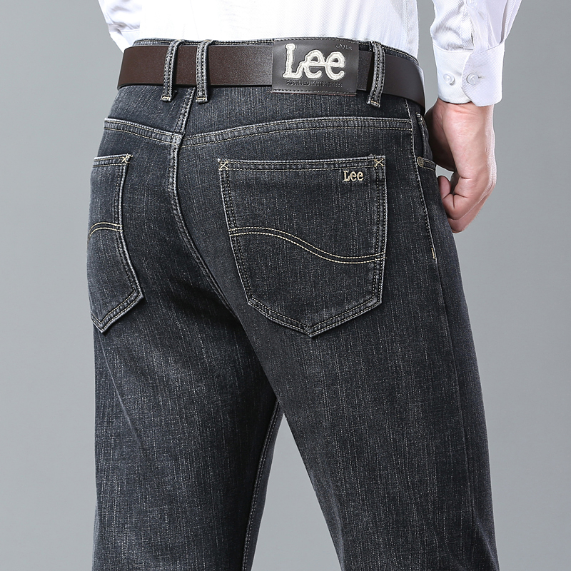 New JEANS Pants pant Men's trousers Stretch FLEECE thickening winter DDicon Embroidered close-fitting jeans cotton slacks washed straight busines