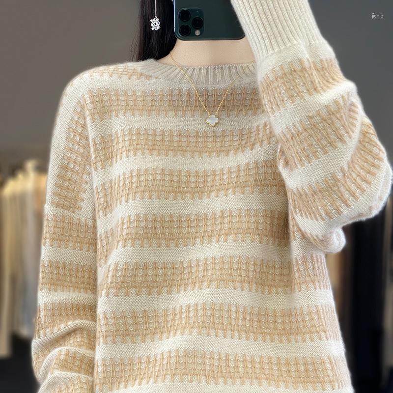 Womens Sweaters Cashmere Wool Sweater 2024 Autumn/Winter Round Neck Pullover Korean Fashion Loose Top Soft Comfortable