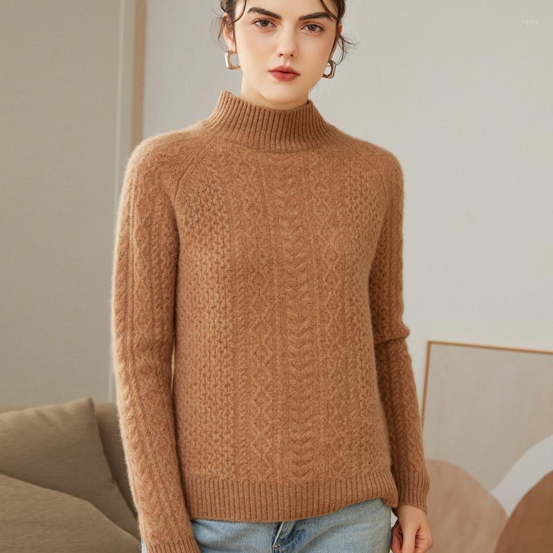 Womens Sweaters 2024 Winter Pure Cashmere Soft Women Long Sleeve Standard Knitwear Fashion Female Tops