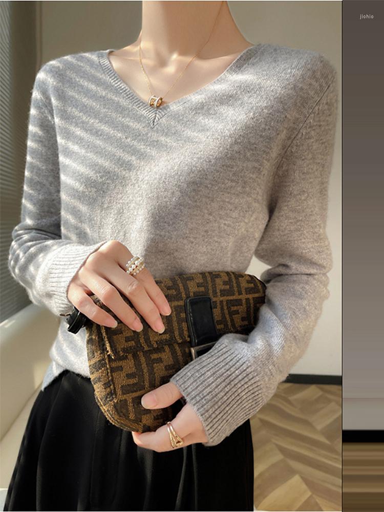 Womens Sweaters BOBOKATEER Knitwear Top Femme V Neck Knitted Pullover Truien Dames Long Sleeve Solid Casual Sweater Woman Sweter Damski