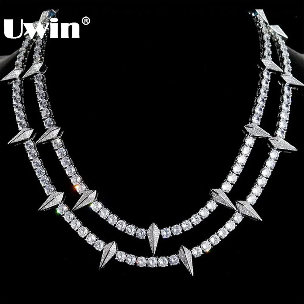 Chokers UWIN Black Panther Necklace Full Iced Out CZ 5 mm Tennis Chain Necklaces for Women Men Fashion Jewelry for Drop 231007