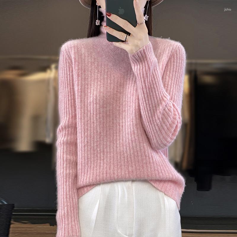 Womens Sweaters Pullover Autumn/Winter Wool Sweater Casual Turtleneck Knit Thick Hollow Tops Ladies Clothes Fashion Slim Blouse