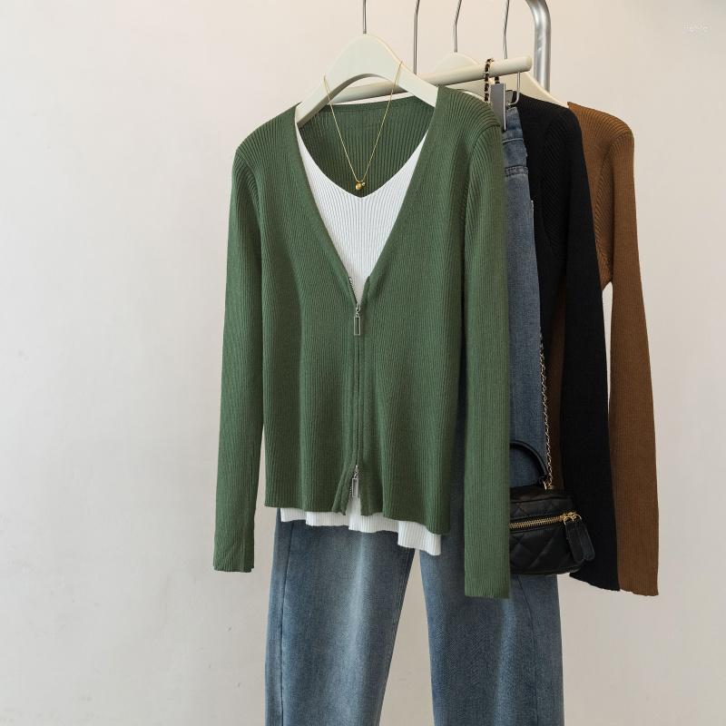 Womens Sweaters Women Connected V-neck Knitting Pullovers Girls One-Piece Full Sleeve Knitwear Clothing Femme Casual Jumpers