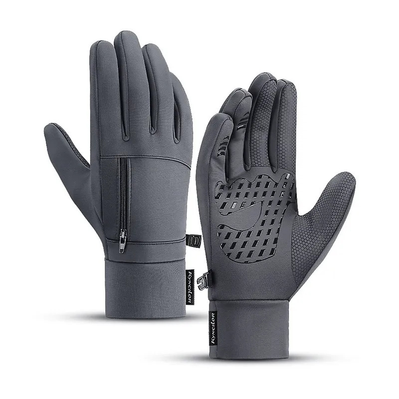 Five Fingers Gloves Winter Men Women Ski Snow Gloves Waterproof Cycling Gloves Full Finger Warm Thermal Fleece Gloves with Small Zipper Pocket 231007