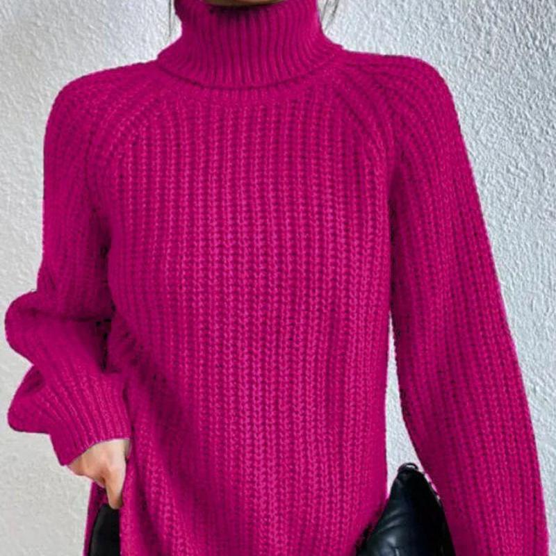 Womens Sweaters Women Winter Turtleneck Loose Sweater Elegant Long Sleeve Side Split Pullover Vintage Harajuku Chic Oversized Knit Tops
