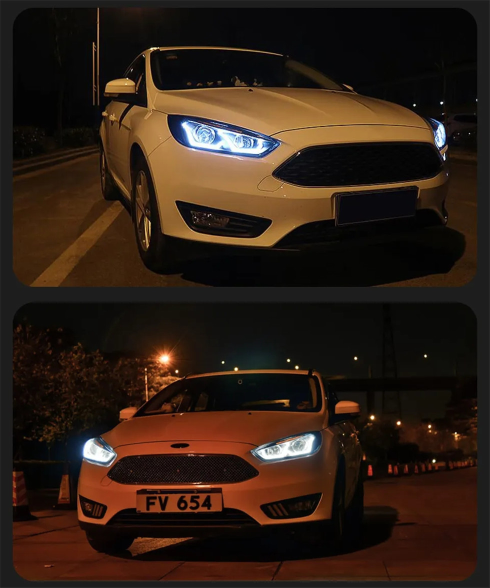 Auto Headlights Modified For Ford Focus 20 15-20 18 Angel Eye Styling LED Daytime Lights Dual Projector DRL Car Accesorios