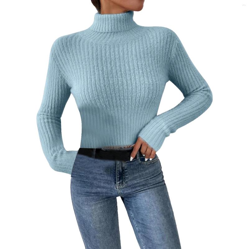 Womens Sweaters Women Heaps Collar Turtleneck Wool Autumn Winter Slim Pullover Basic Tops Casual Soft Knit Sweater Elastic Warm Jumper