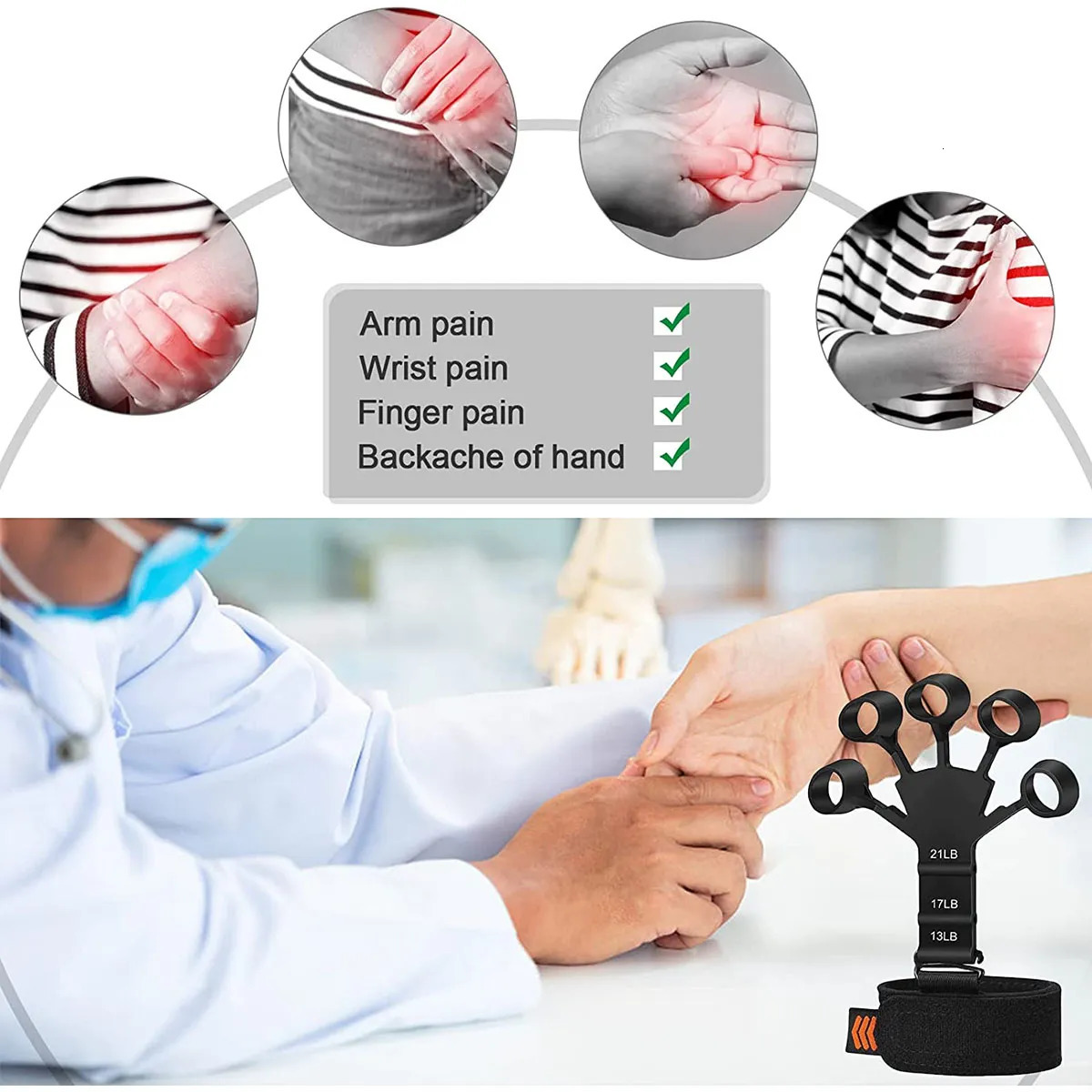 Hand Grips Hand Exercisers Strength Finger Extension Gripper Hand Grip Strengthener Finger Grip Trainer Forearm Band for Wrist Training 231007