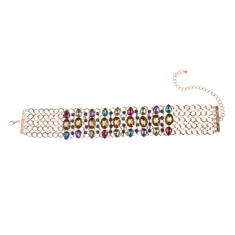 Chokers ZA Crystal Statement Chokers Necklaces Women Jewelry Fashion Big Bib Large Collar Choker Necklace Clear Champagne 231007