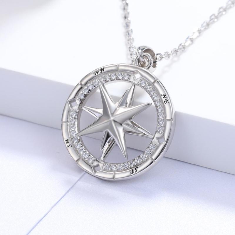 Pendants 925 Sterling Silver Star Compass Spinning Necklaces Go In The Direction Of Your Dreams Inspirational Jewelry Gifts For Women Men