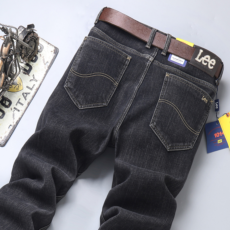 New JEANS Pants pant Men's trousers Stretch FLEECE thickening winter DDicon Embroidered close-fitting jeans cotton slacks washed straight busines