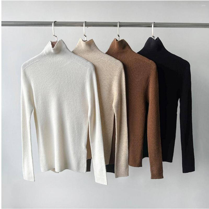 Womens Sweaters 23 Autumn/Winter Fit Versatile Soft Glutinous Wool Cashmere High Neck Seamless Knitted Underlay Sweater