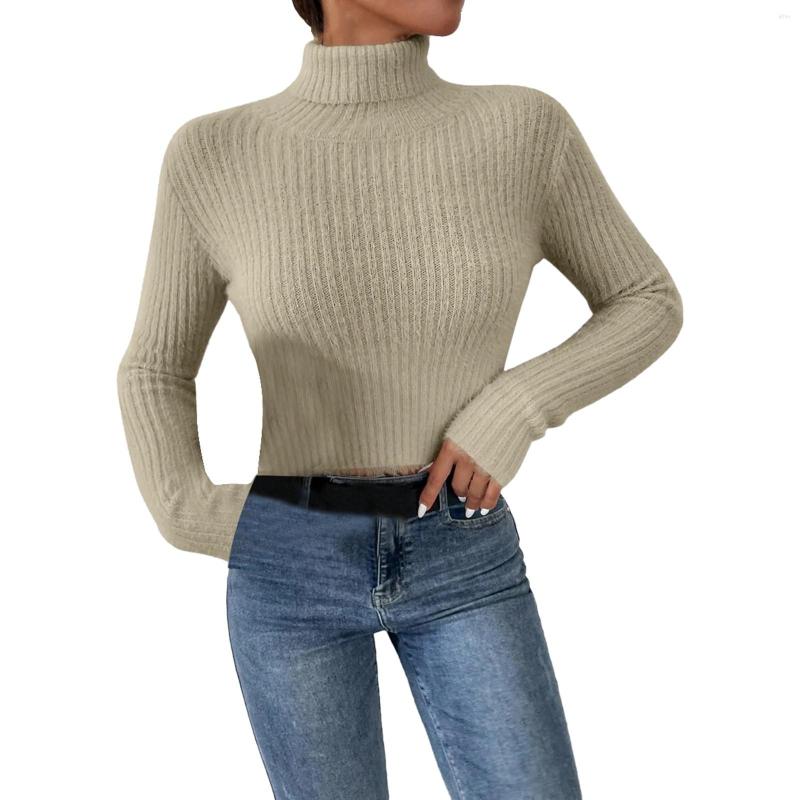 Womens Sweaters Women Heaps Collar Turtleneck Wool Autumn Winter Slim Pullover Basic Tops Casual Soft Knit Sweater Elastic Warm Jumper