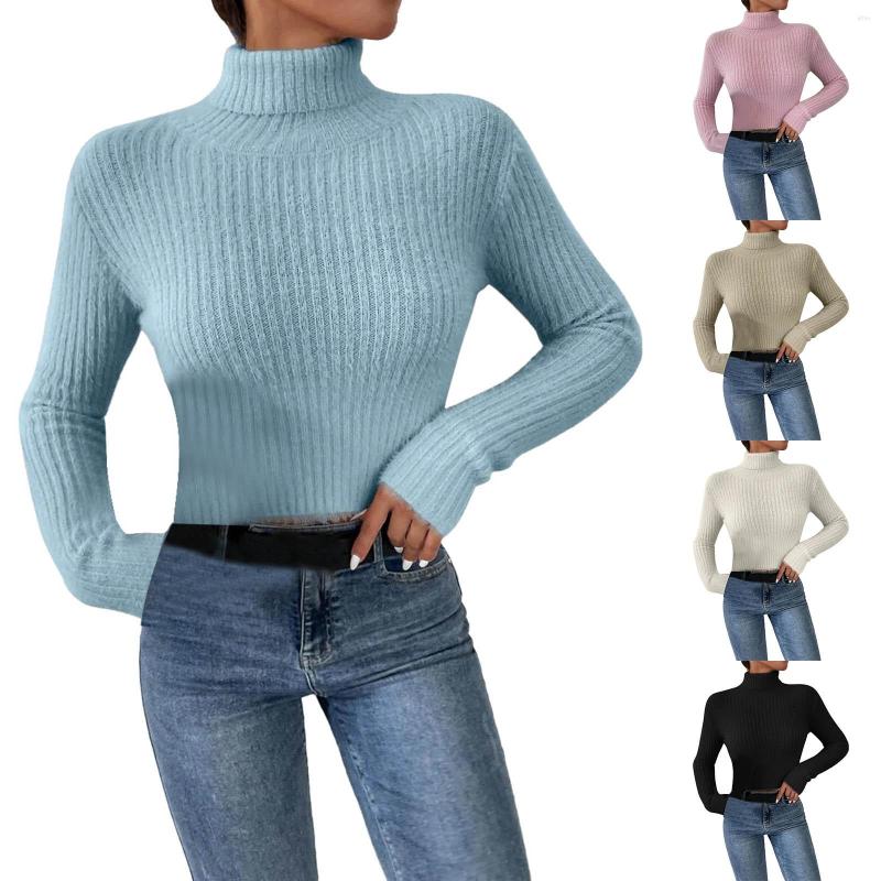 Womens Sweaters Women Heaps Collar Turtleneck Wool Autumn Winter Slim Pullover Basic Tops Casual Soft Knit Sweater Elastic Warm Jumper