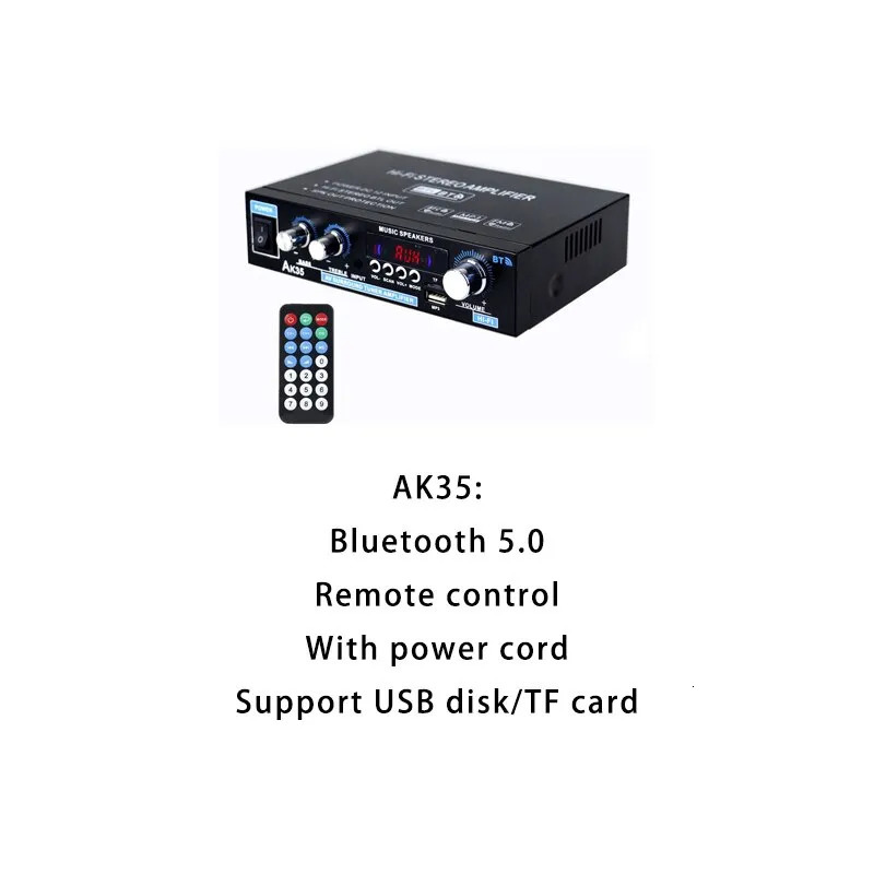 Karaok Player AK35 G919H 1000W Home Car Power Amplifiers 2 Channel Bluetooth Surround Sound FM USB Remote Control Mini HIFI Digital Stereo Amp 231007