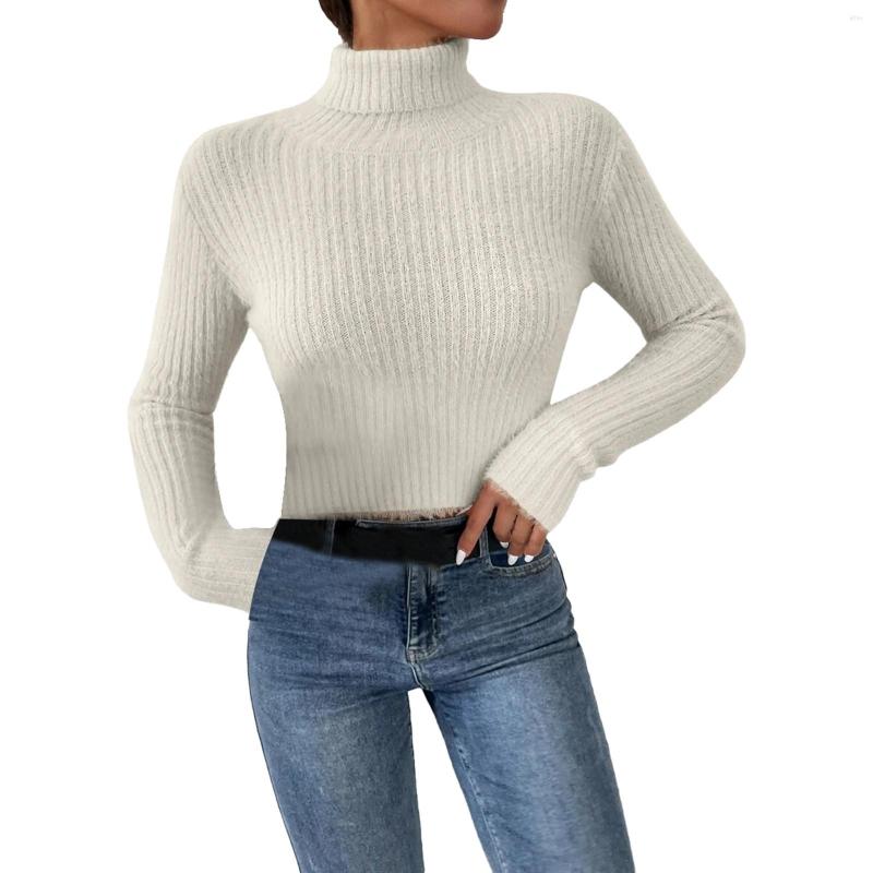 Womens Sweaters Women Heaps Collar Turtleneck Wool Autumn Winter Slim Pullover Basic Tops Casual Soft Knit Sweater Elastic Warm Jumper