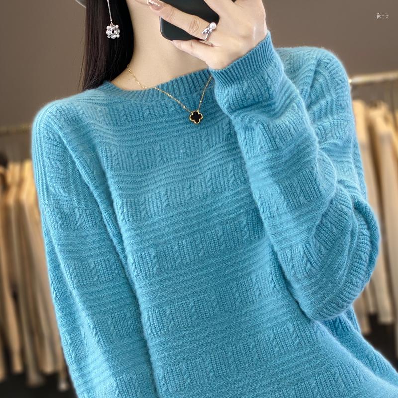 Womens Sweaters Autumn/Winter Wool Thickened Knitted Top Horizontal Twisted Flower Pullover Round Neck Solid Sweater