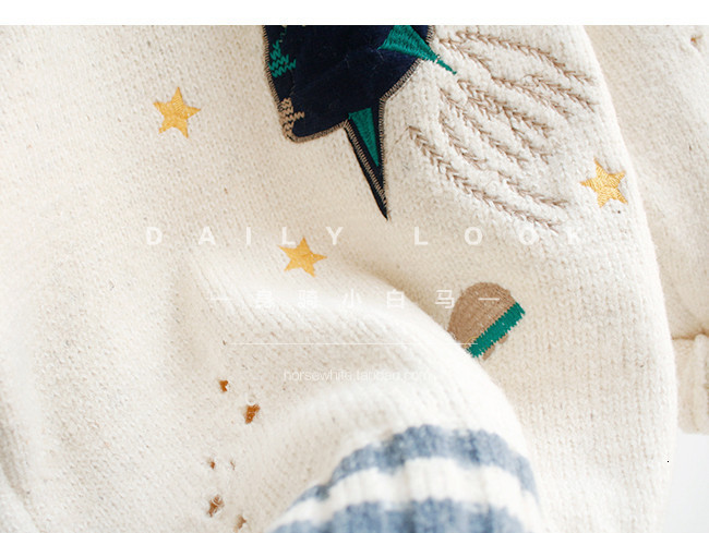 AZYT Women Autumn Winter Knitted Cardigan Cartoon Embroidery Oversize Sweater Coat Harajuku Loose Elegant V Neck Women Cardigans 201119