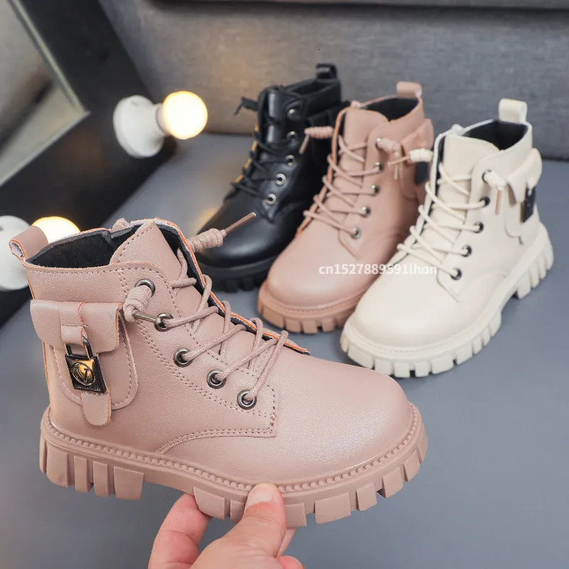 Boots Autumn and Winter Girls Ankle Boots Fashion Non-slip Boys PU Leather Short Boots Children Korea Boots Fall Toddler Girl Boots 231009