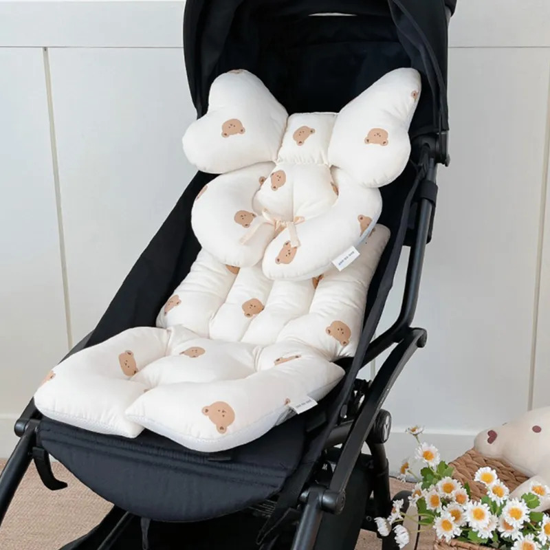 Dining Chairs Seats Korean Baby Stroller Seat Cushion Liner Kids Dining Chair Cushion Cartoon Printed Cotton Breathable Infant Pram Cart Seat Pad 2310