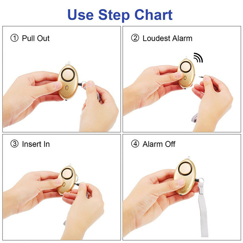 130db Egg Shape Self Defense Alarm Keychain Pendant Personalize Flashlight Personal Safty Key Chain Charm Car Keyring With LED Light