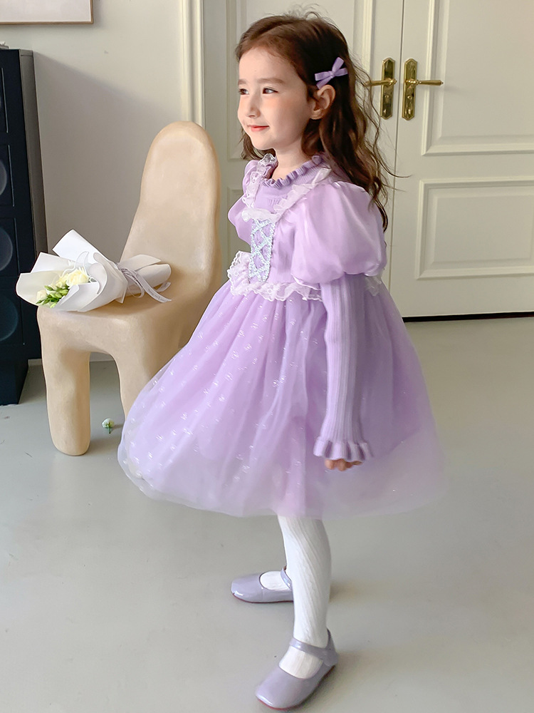 Exclusive Girlymax Baby Girls Milk Silk Ruffles Twirl Dress Knee Length Kids Clothing Short Purple dress for kids R231009