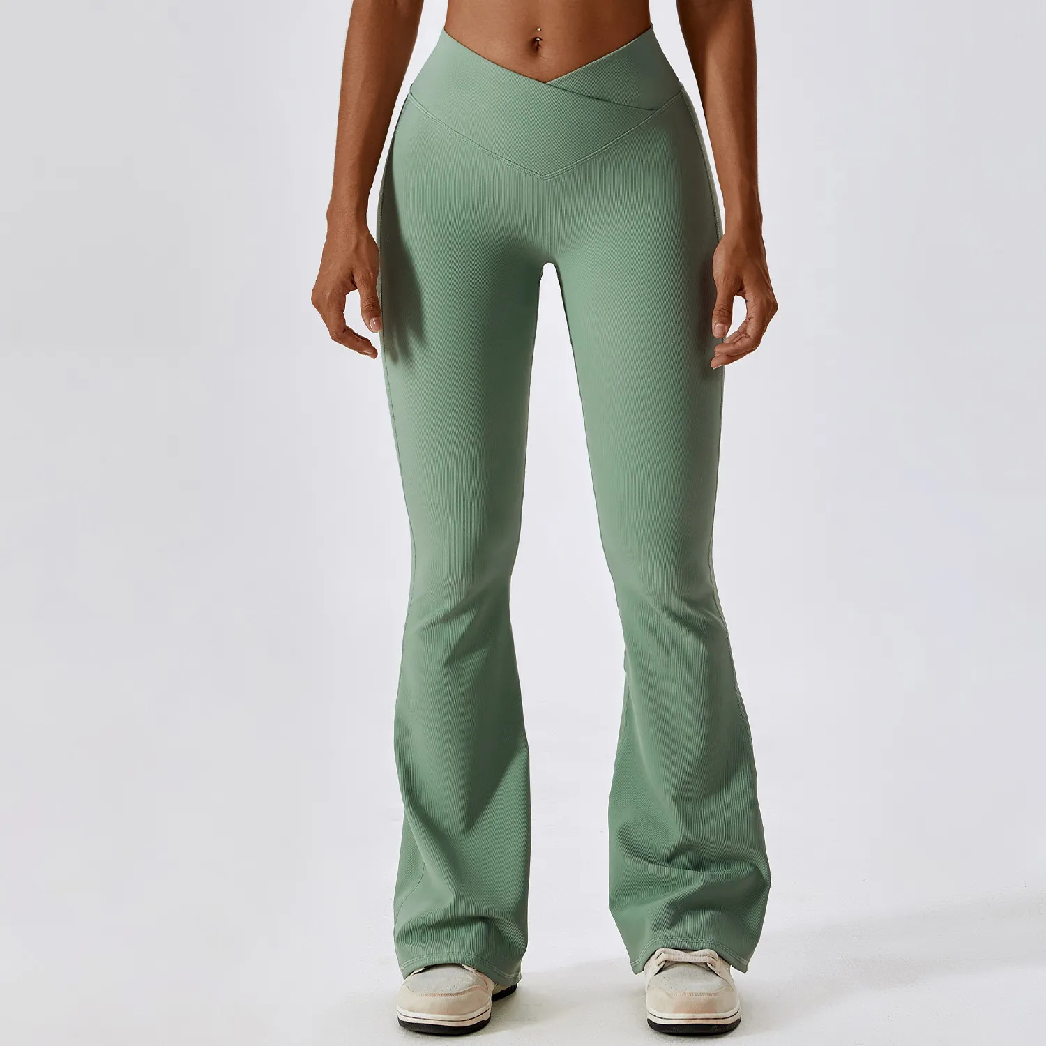 Yoga Outfit Flare Leggings Pants Women High Waist Wide Leg Gym Workout Fitness Sports Flared Pant Latin Dance Trousers 231009