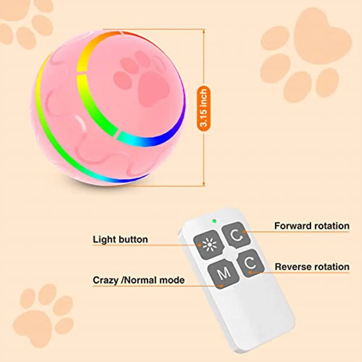 Dog Toys Chews Smart Interactive Dog Balls Remote Control Dog Chew Toy Ball for Aggressive Chewers 4 Hours Running Time Rolling Balls for Dog 231009
